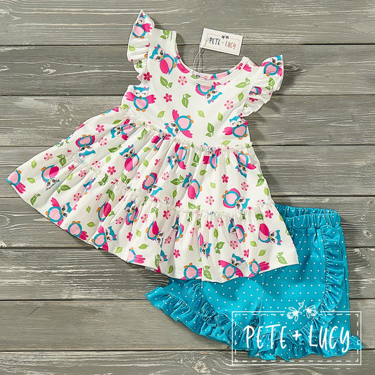Happy Owl 2 Piece Shorts Set