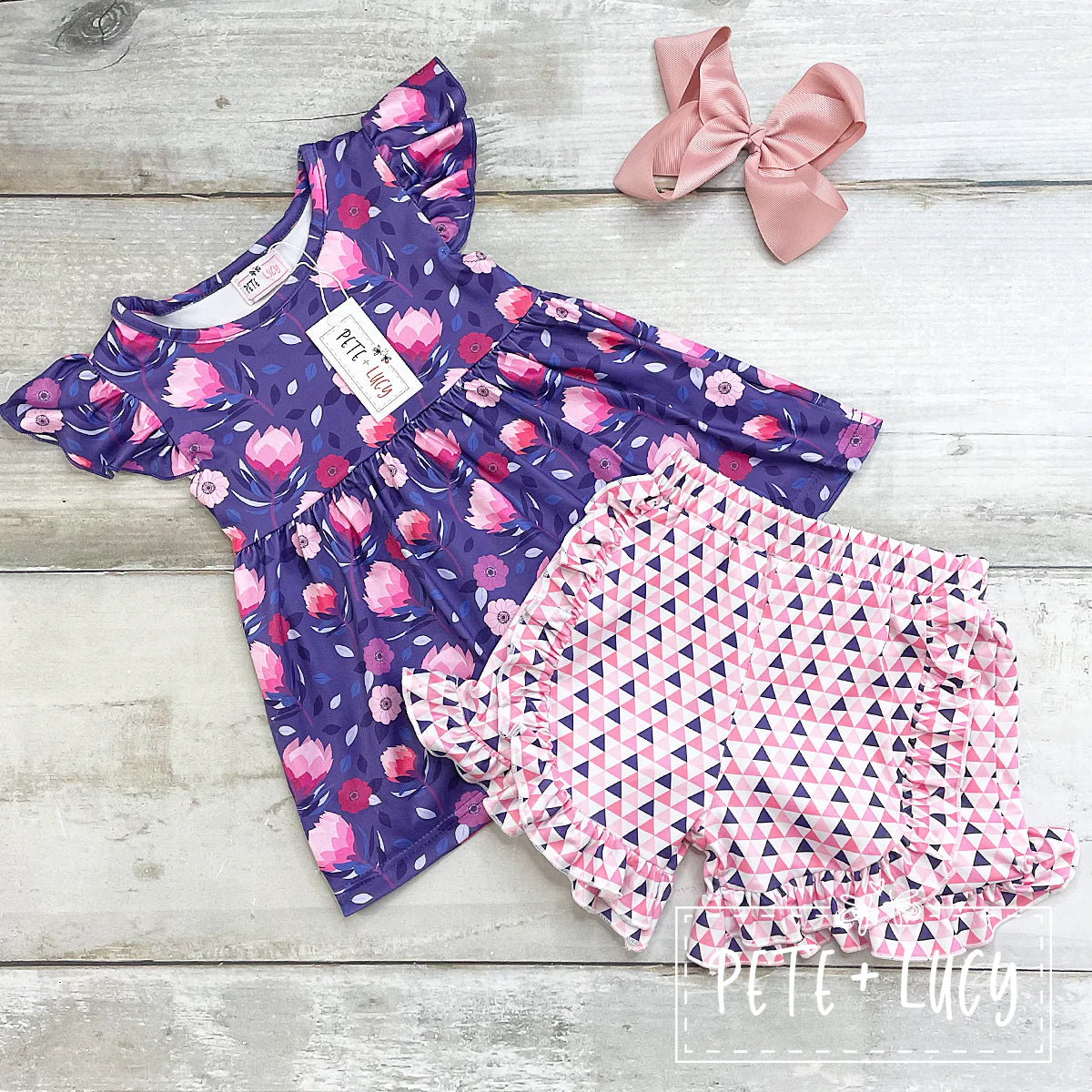 Purple Protea 2 Piece Shorts Set
