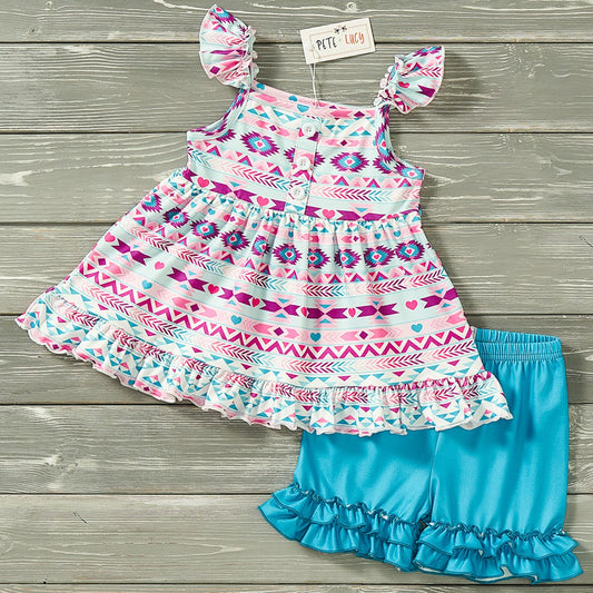 Summer Aztec 2 Piece Shorts Set
